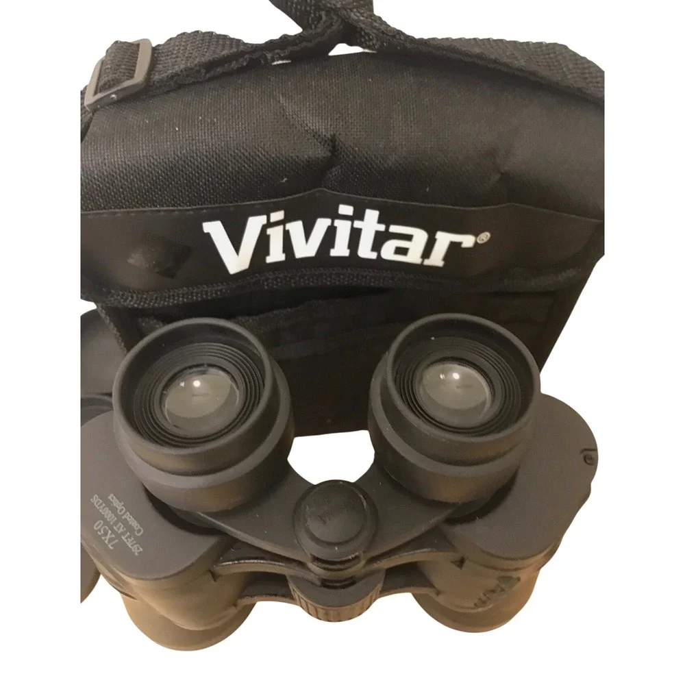 Vivitar Vtg 7x50 Binoculars with Carrying Case‎ and Lens Caps Coated Optics